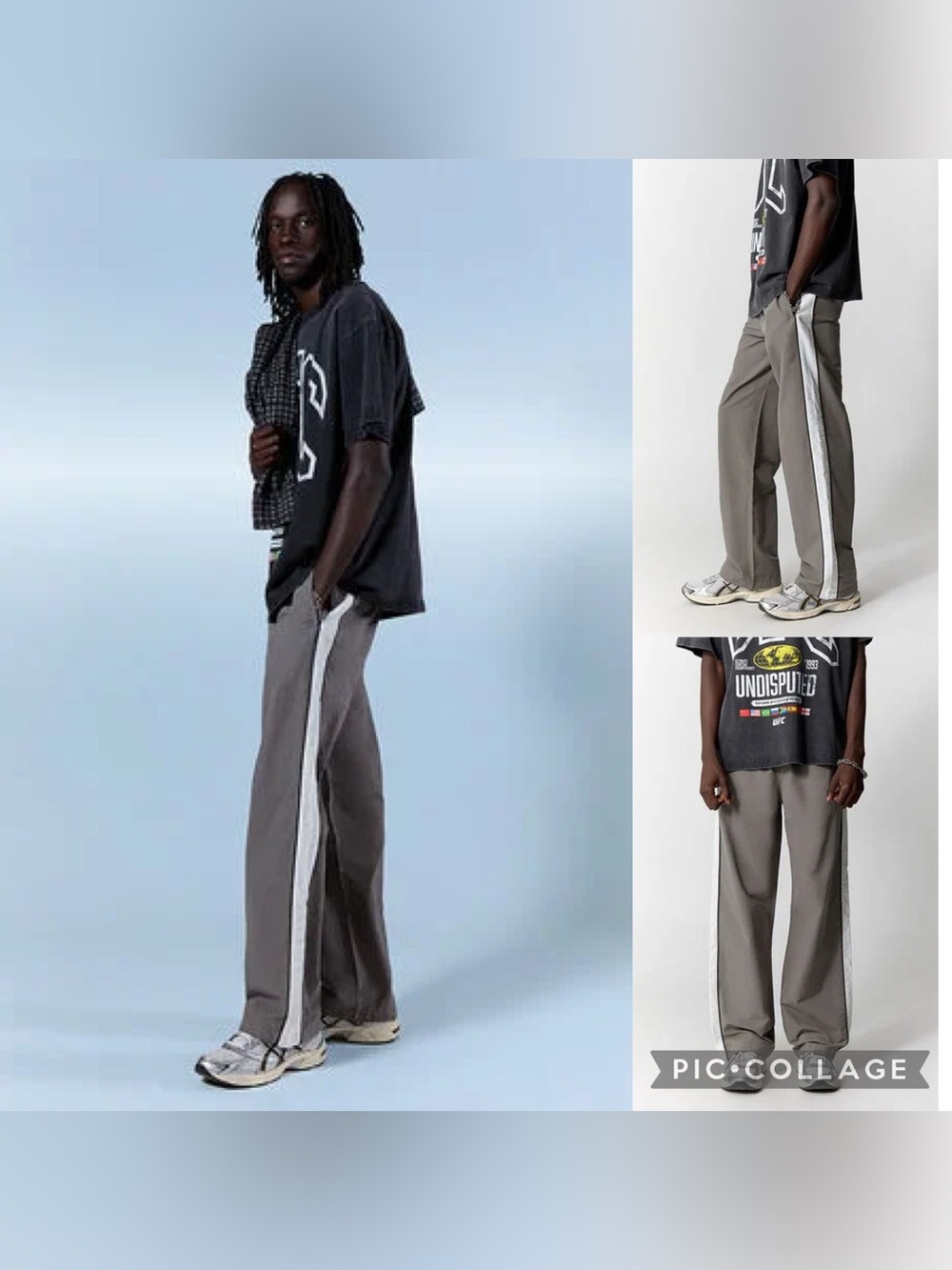 PacSun Gray & White Striped Track Pants